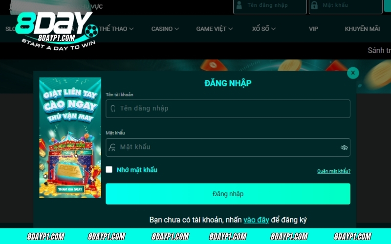 Quy trình đăng nhập 8DAY trên PC được tối ưu hóa để nhanh chóng