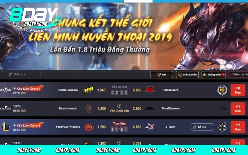 sports 8Day chính là sự đa dạng vượt trội của các tựa game HOT